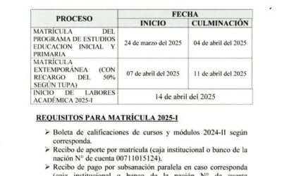 CRONOGRAMA DE MATRÍCULA 2025-I